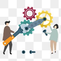 Business gears png illustration, transparent background