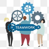 Teamwork gears png illustration, transparent background