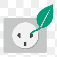 Electrical socket icon png, energy saving illustration on transparent background 