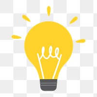 Light bulb icon png, creative thinking illustration on transparent background 