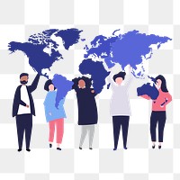 Diverse people png illustration, transparent background