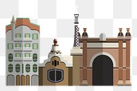 Buildings in Barcelona png illustration, transparent background
