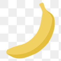  Png yellow banana flat sticker, transparent background