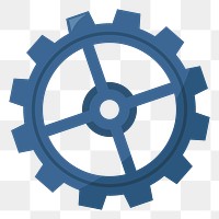  Png gearwheel flat sticker, transparent background