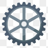  Png gray cogwheel flat sticker, transparent background