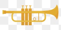 Png gold trumpet flat sticker, transparent background