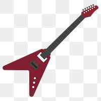  Png electric guitar flat sticker, transparent background