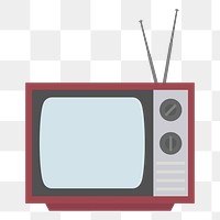  Png retro TV flat sticker, transparent background