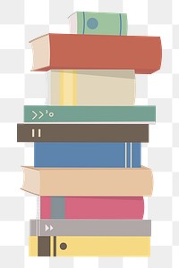  Png stacking books flat sticker, transparent background