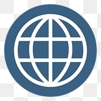 PNG Globe icon on blue circle illustration sticker, transparent background
