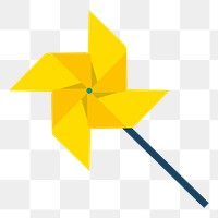  Png yellow pinwheel flat sticker, transparent background