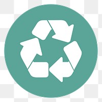 PNG Recycle icon on green circle illustration sticker, transparent background