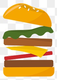  Png hamburger parts flat sticker, transparent background