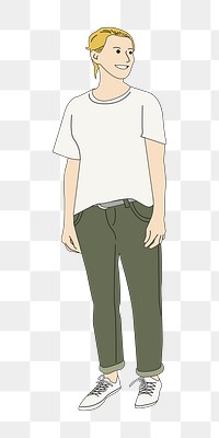 Png young woman standing illustration, transparent background