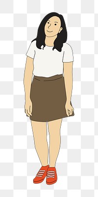 Png young woman standing illustration, transparent background