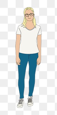 Png young woman standing illustration, transparent background