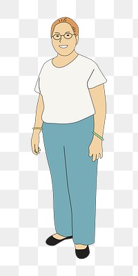 Png mature woman standing illustration, transparent background