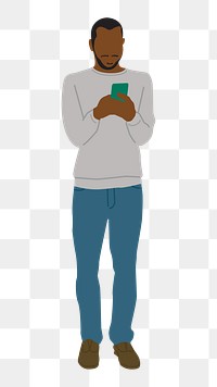 Man using smartphone png, transparent background