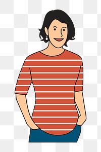 Png red shirt woman illustration, transparent background