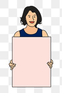 Png  woman holding blank paper illustration, transparent background
