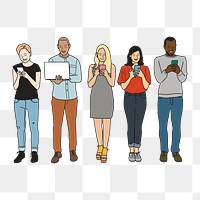 Png diverse social connection illustration, transparent background