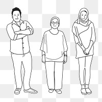 Png Diverse casual people illustration element, transparent background