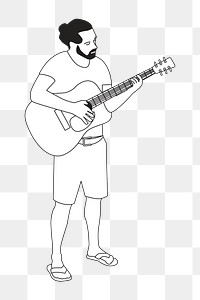 Png man playing guitar illustration, transparent background