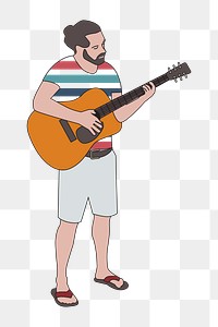 Png man playing guitar illustration, transparent background