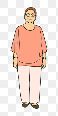 Png mature woman standing illustration, transparent background