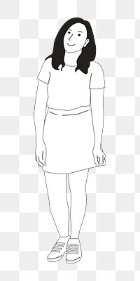 Png young woman standing illustration, transparent background