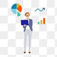 Png business growth analysis illustration, transparent background