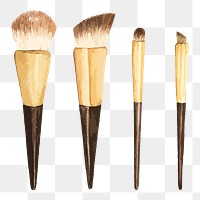 Png Watercolor makeup brushes element, transparent background