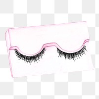 Png Watercolor eyelashes element, transparent background