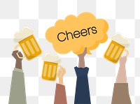 Beer cheering png, transparent background