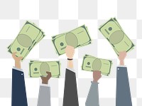 Hands holding money png, transparent background