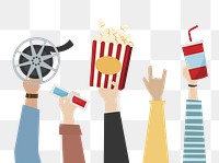 Movie lovers  png, transparent background