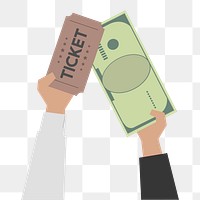 Hands buying movie tickets  png, transparent background