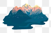 Png Painted mountain illustration element, transparent background