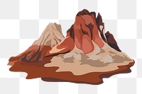 Png Painted mountain illustration element, transparent background