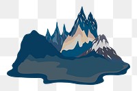 Png Painted mountain illustration element, transparent background