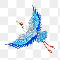 Blue crane png illustration on transparent background