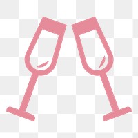 PNG Champagne glasses Valentines day icon illustration sticker, transparent background