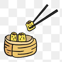 Png dim sum doodle  sticker, transparent background