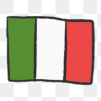 Png Italian flag doodle  sticker, transparent background