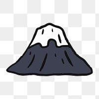 Png Fuji mountain doodle  sticker, transparent background