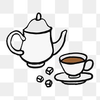 Png British tea set  sticker, transparent background