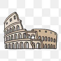 Png ancient Roman Colosseum  sticker, transparent background