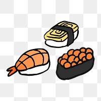 Png cute sushi set  sticker, transparent background