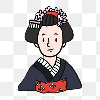 Png kimono girl doodle  sticker, transparent background