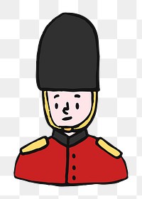 Png British guard doodle  sticker, transparent background